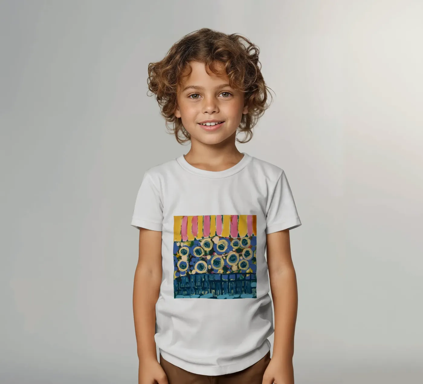 Ockerfarbene Schildreihen Kinder T-Shirt von Sublime Layers