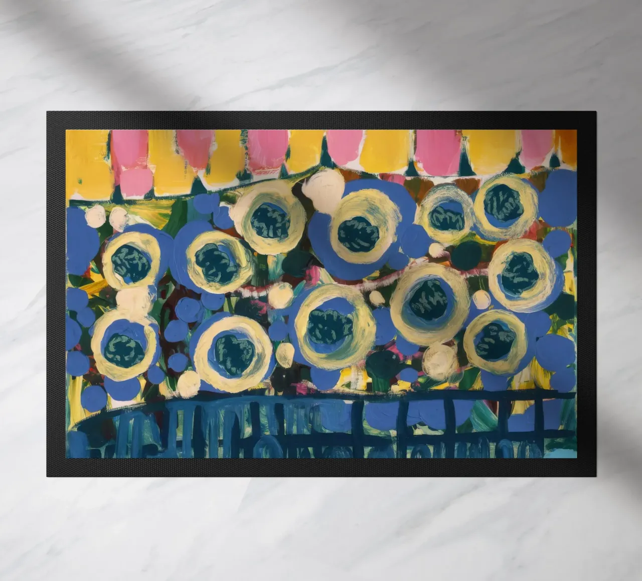 Ochre Shield Rows doormat by Sublime Layers