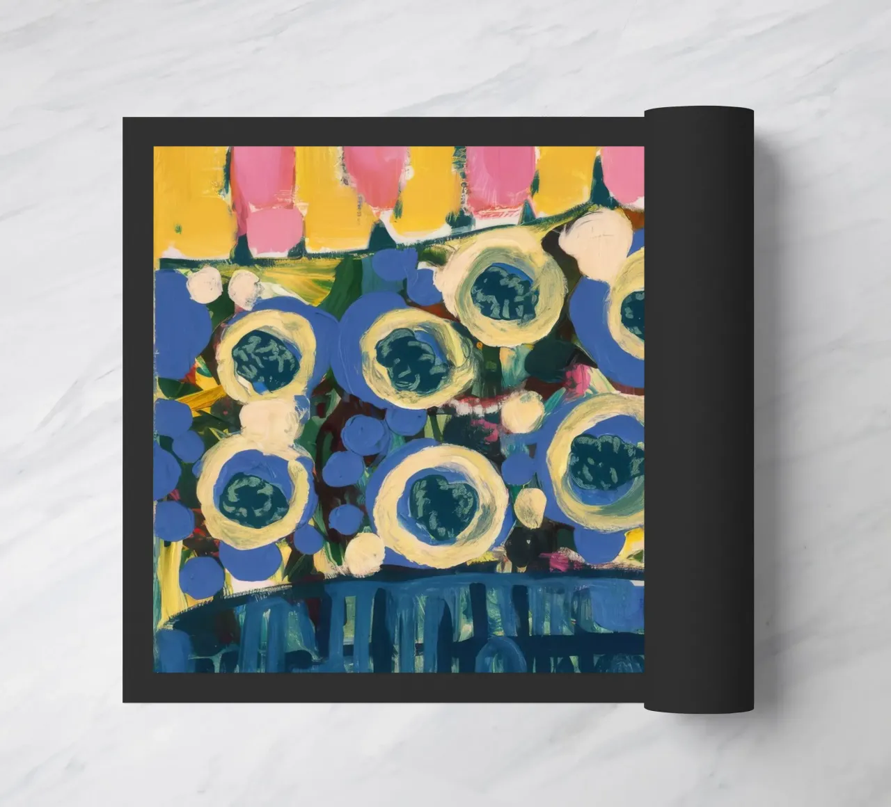 Ochre Shield Rows doormat by Sublime Layers