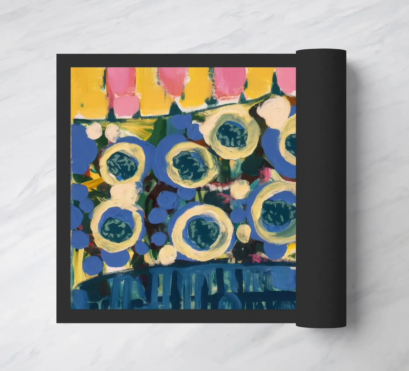 Ockerfarbene Schildreihen Fußmatte von Sublime Layers