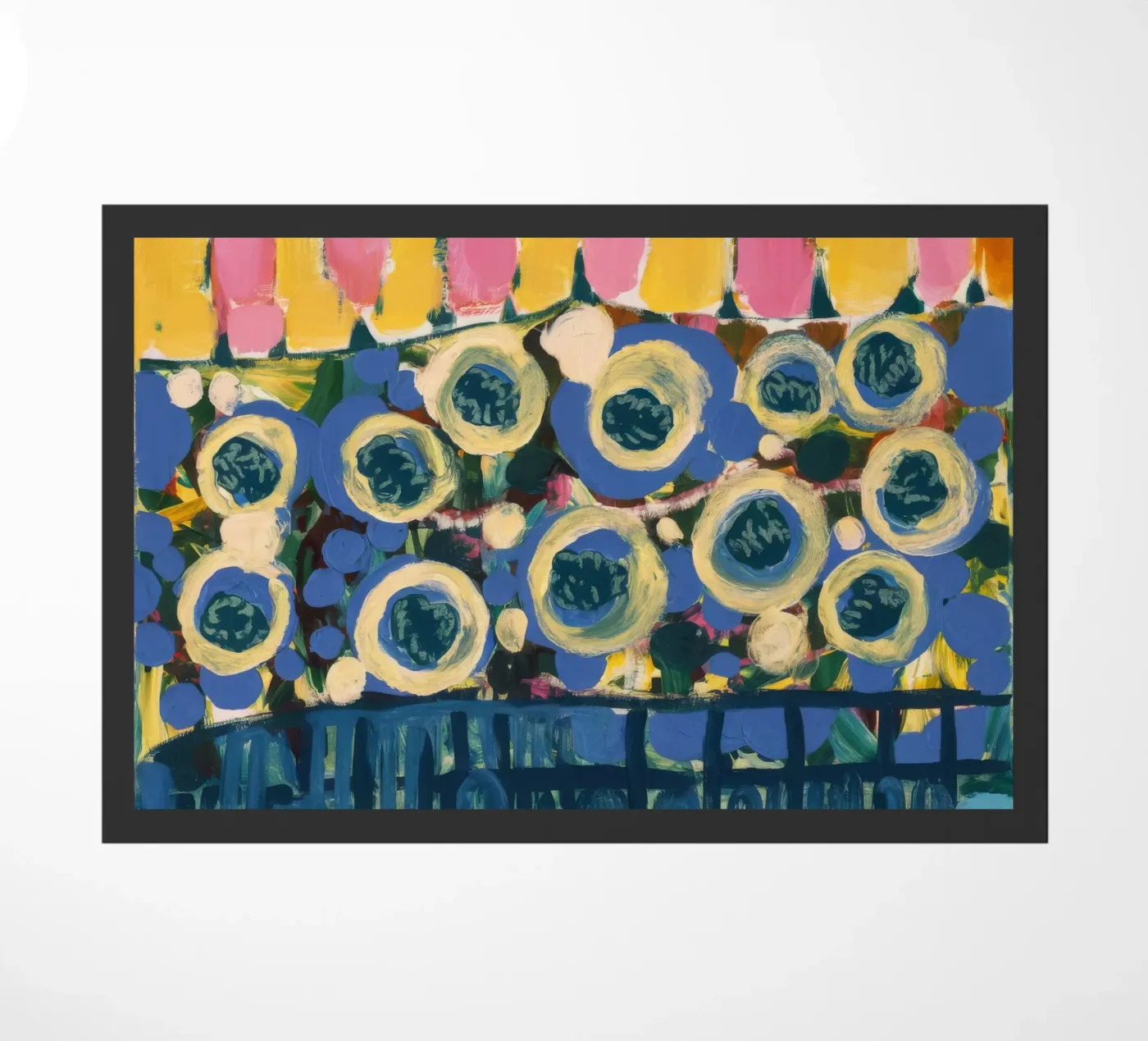 Ockerfarbene Schildreihen Fußmatte von Sublime Layers