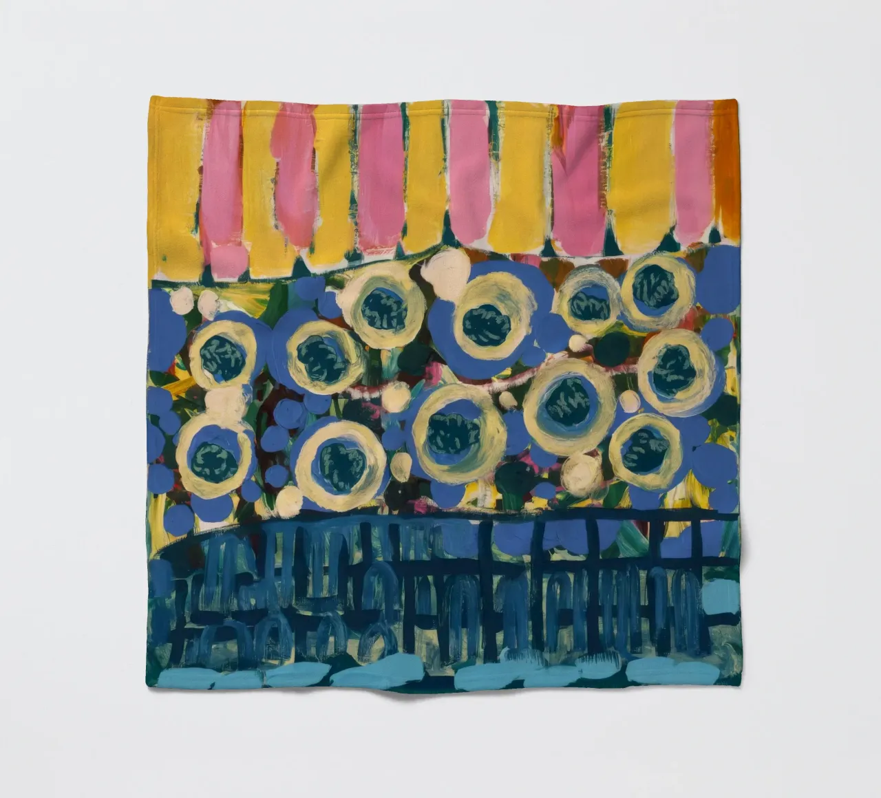 Ockerfarbene Schildreihen Fleecedecke von Sublime Layers