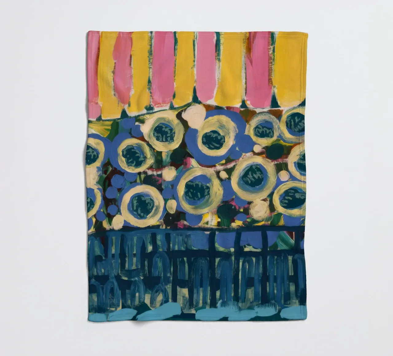 Ockerfarbene Schildreihen Fleecedecke von Sublime Layers