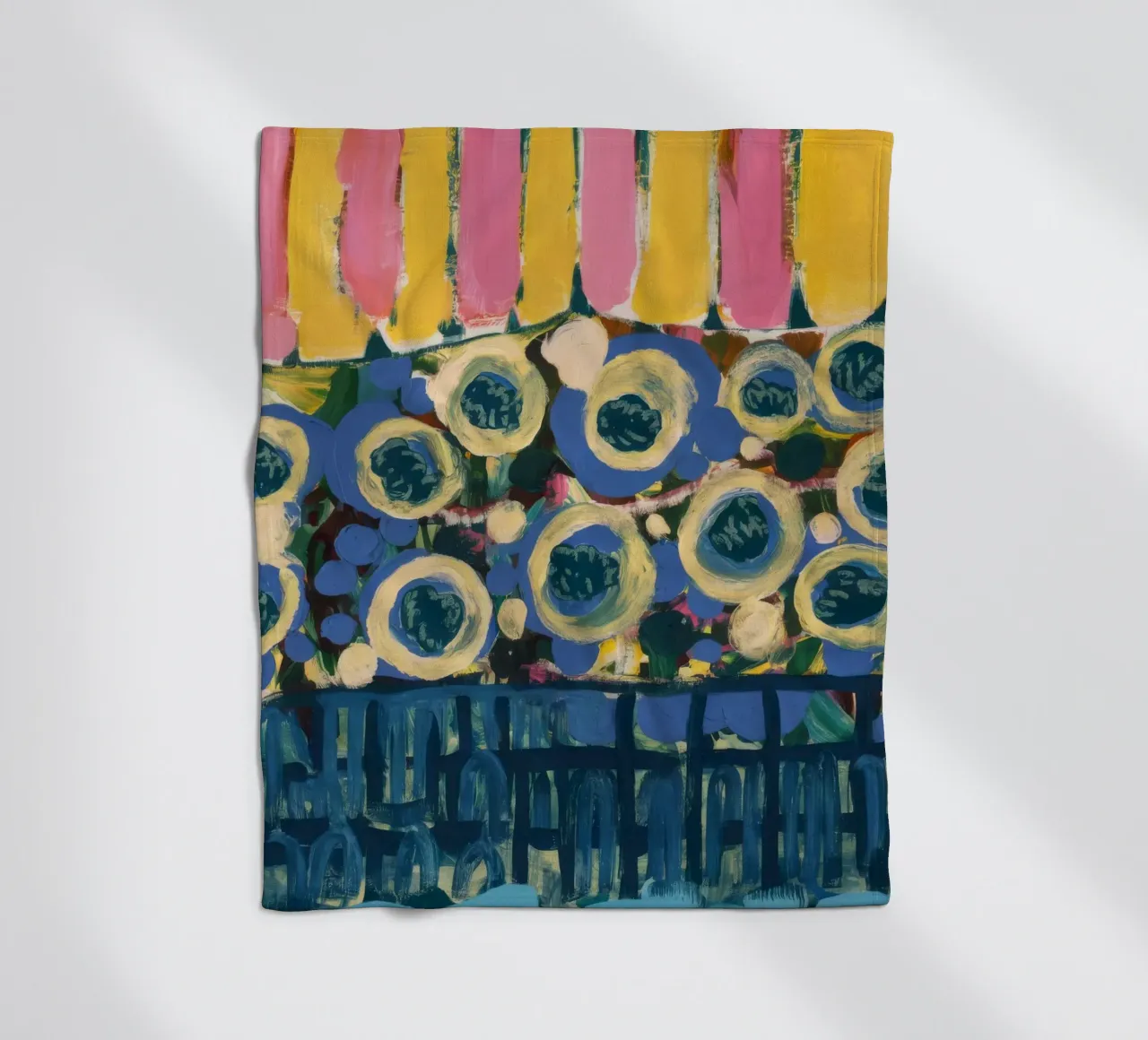 Ockerfarbene Schildreihen Fleecedecke von Sublime Layers