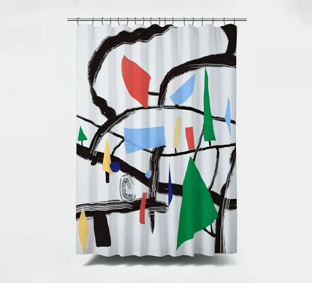 Abstract leaves and branches shower curtain by Little Dean