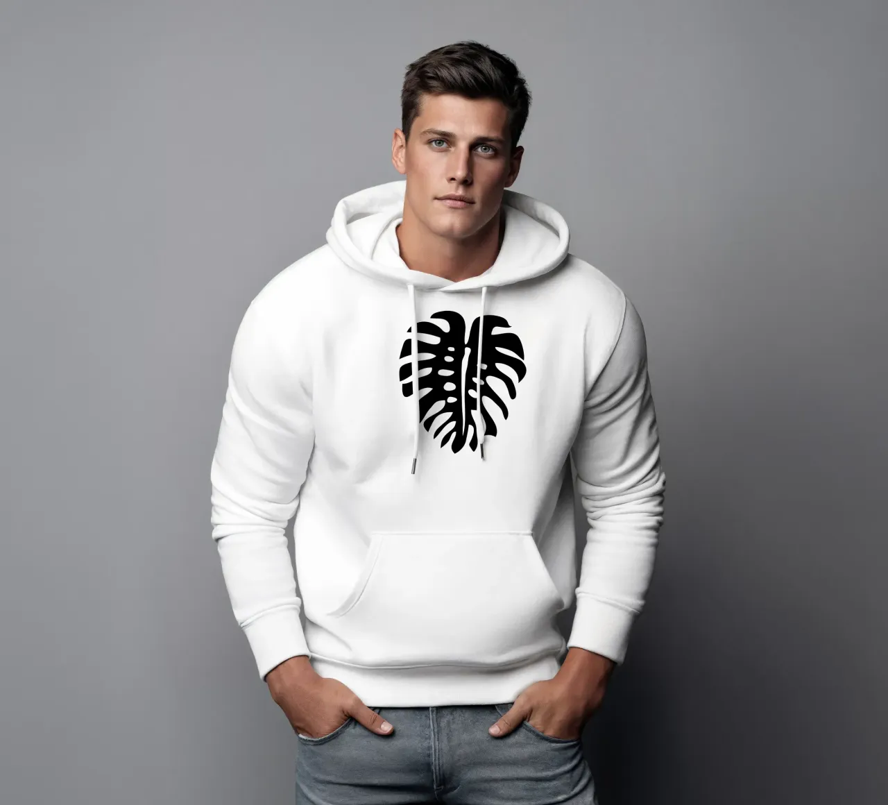 Minimalist Monstera felpa con cappuccio da Mariery Young
