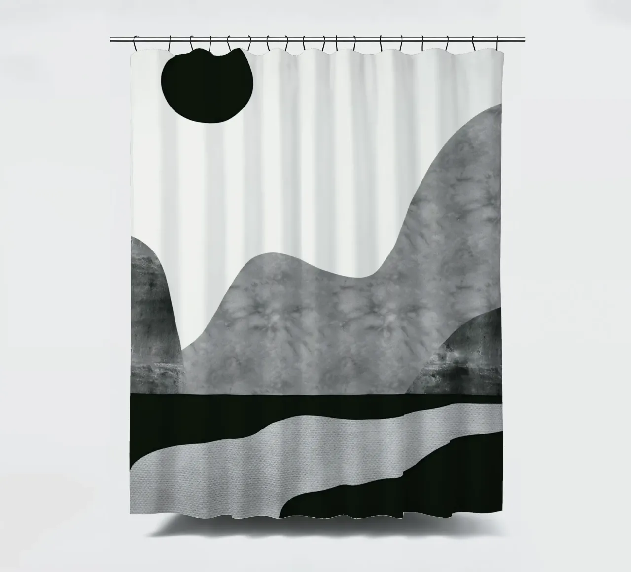 Monochrome landscape 11 shower curtain by Little Dean