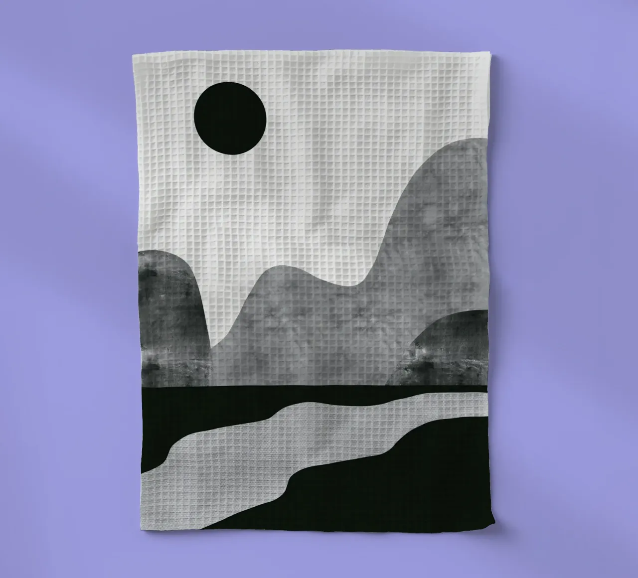 Monochrome landscape 11 tea towel by Little Dean