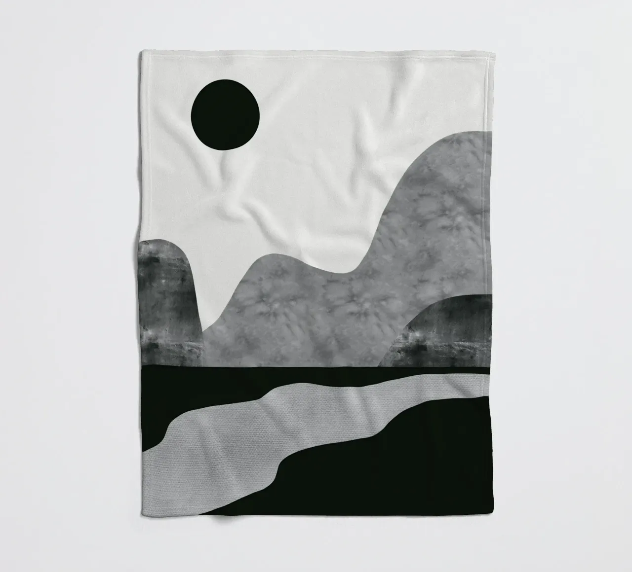 Monochrome landscape 11 fleece blanket by Little Dean