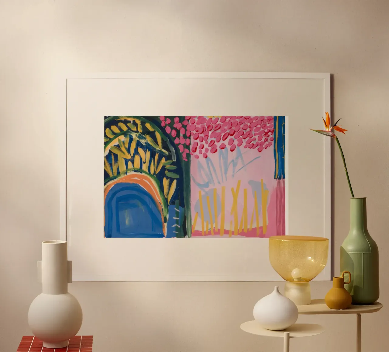 Arco dell'alba in fiore poster con telaio in legno da Sublime Layers