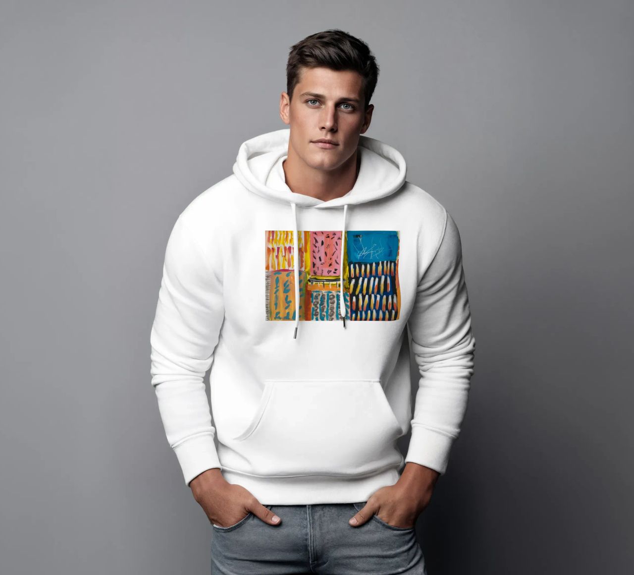 Patchwork a tinte mosaico felpa con cappuccio da Sublime Layers