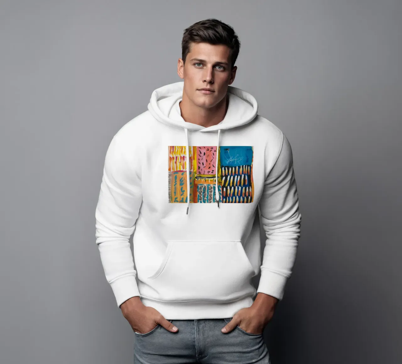 Patchwork a tinte mosaico felpa con cappuccio da Sublime Layers