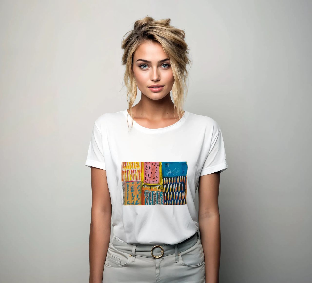 Patchwork a tinte mosaico t-shirt da donna da Sublime Layers
