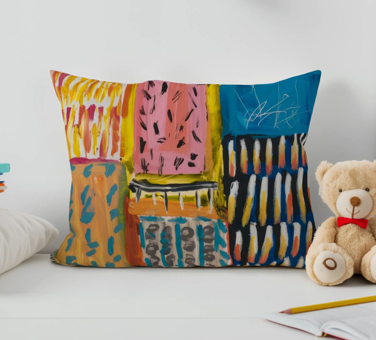 Patchwork a tinte mosaico cuscino da Sublime Layers