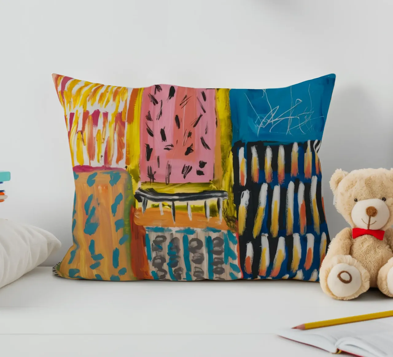 Mosaik Farbton Patchwork Kissen von Sublime Layers