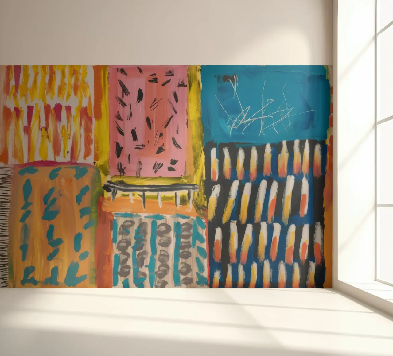 Mozaïek patchwork fotobehang van Sublime Layers