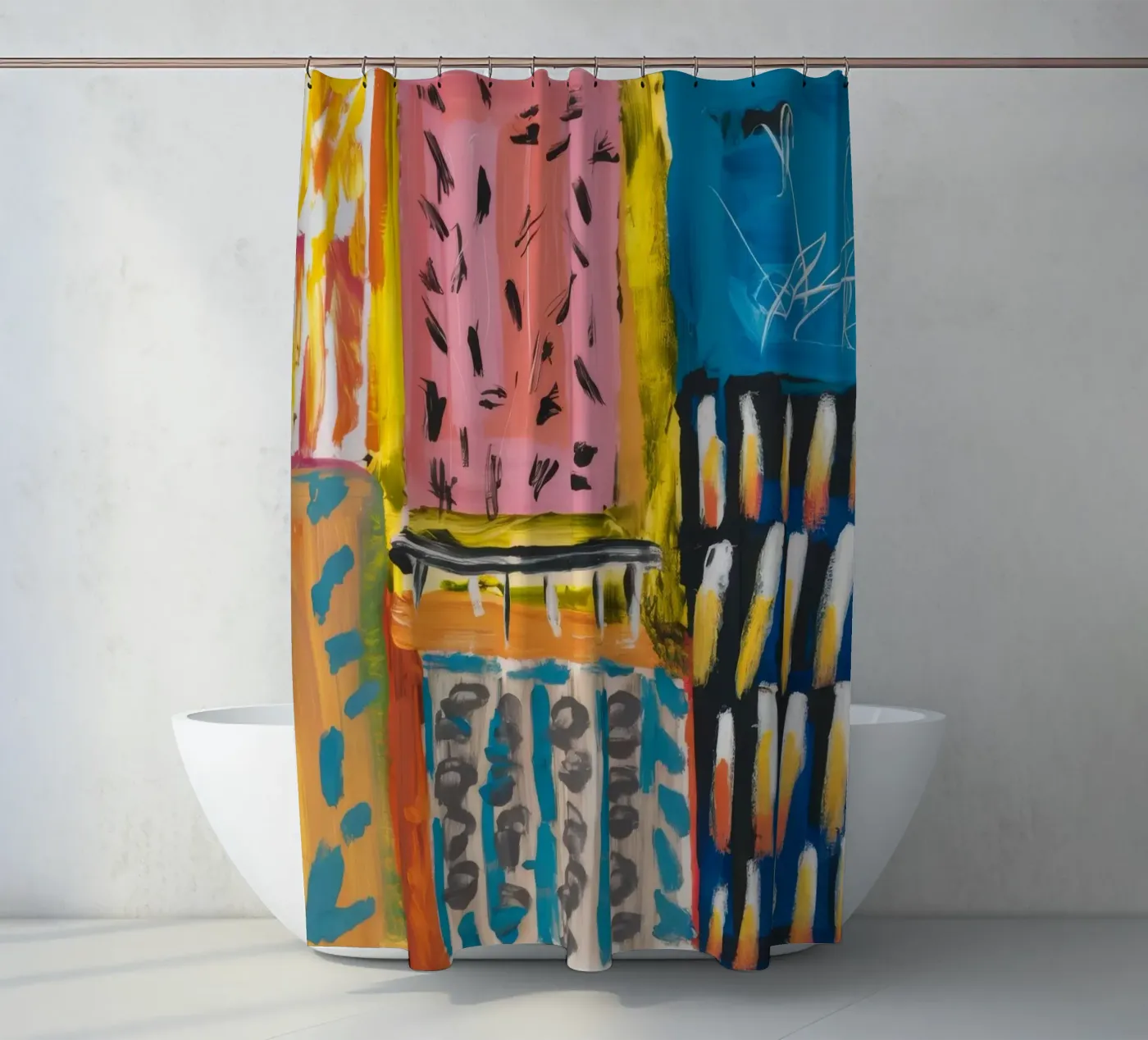 Mozaïek patchwork douchegordijn van Sublime Layers