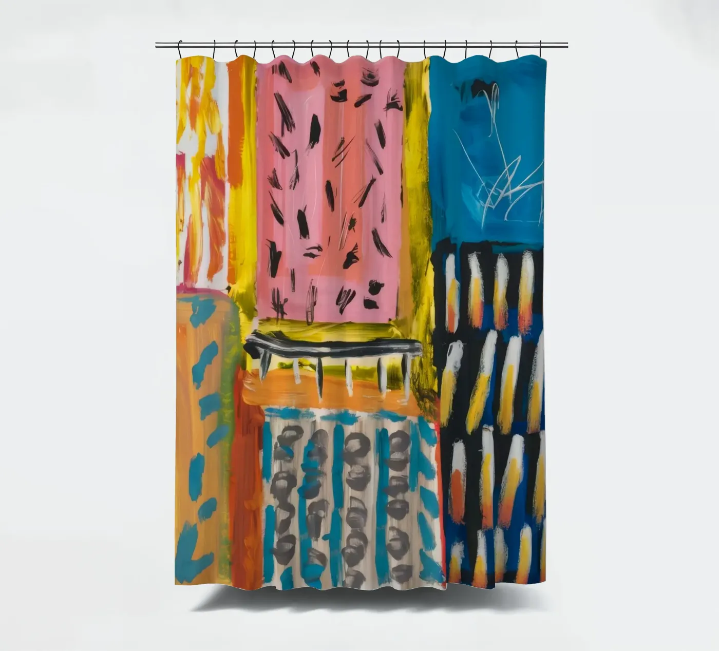 Mozaïek patchwork douchegordijn van Sublime Layers