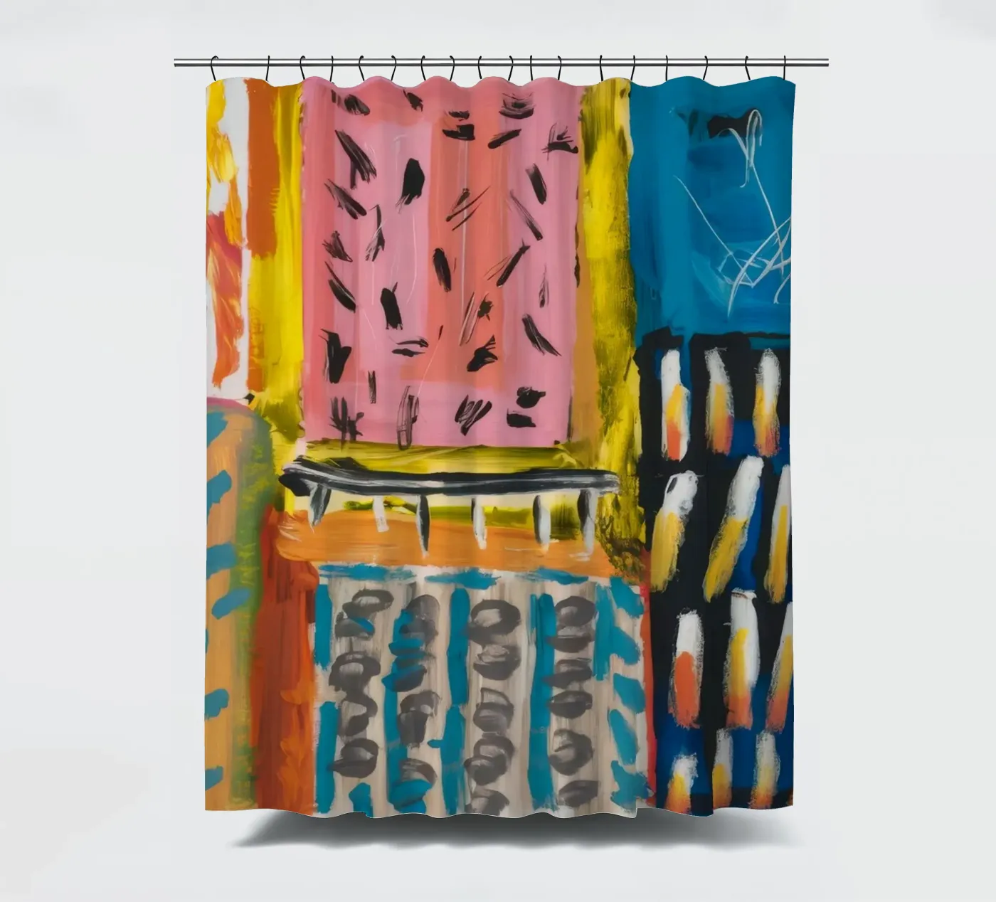 Mozaïek patchwork douchegordijn van Sublime Layers