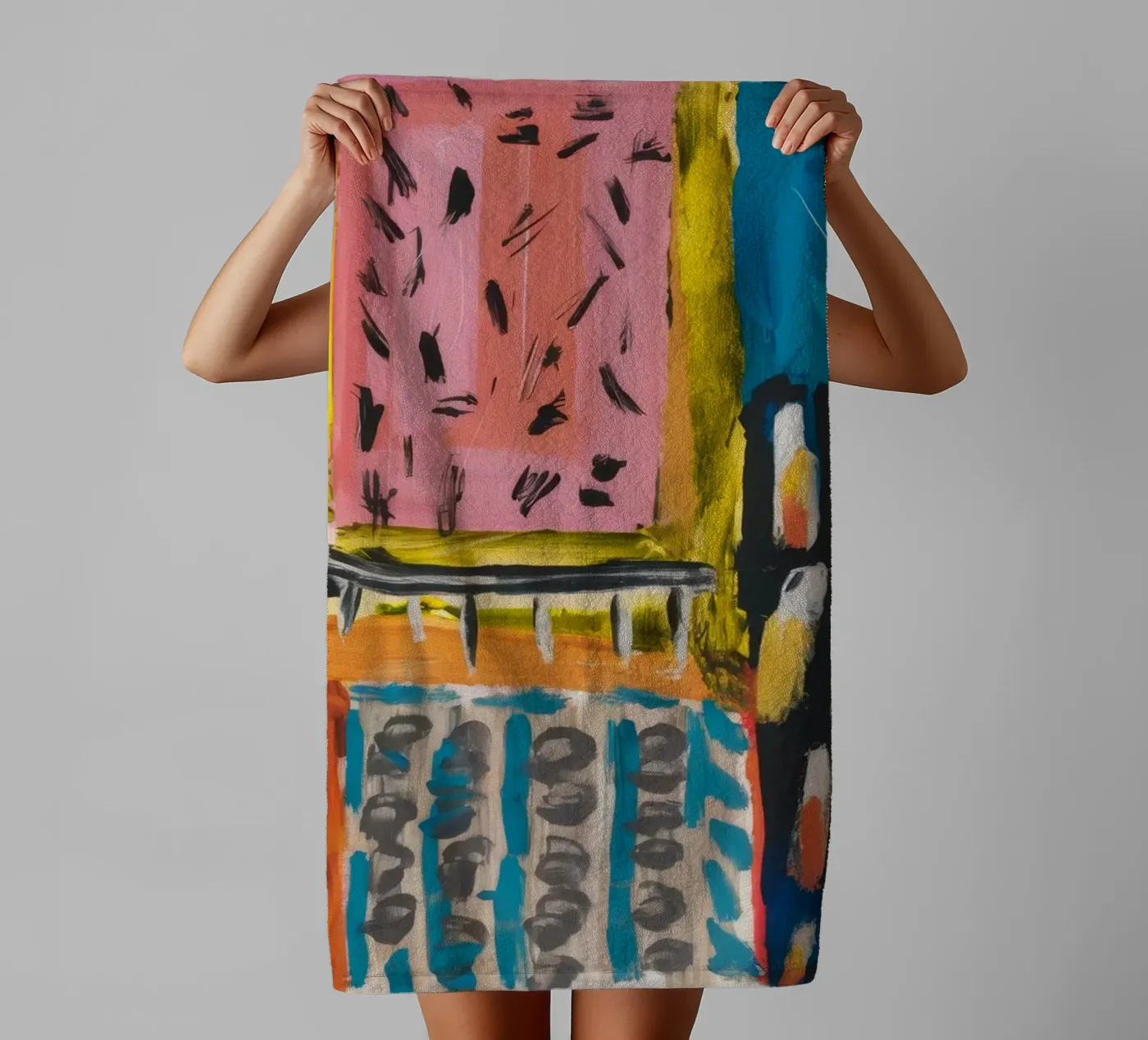 Mozaïek patchwork badhanddoek van Sublime Layers