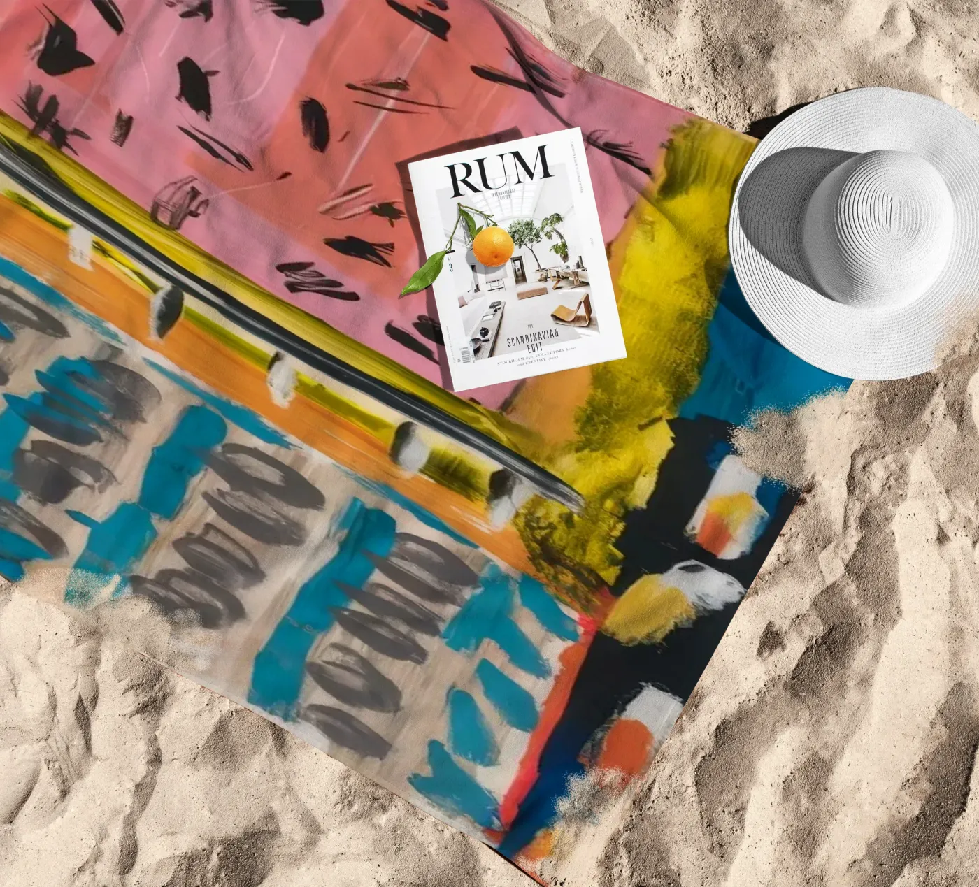 Mozaïek patchwork strandhanddoek van Sublime Layers