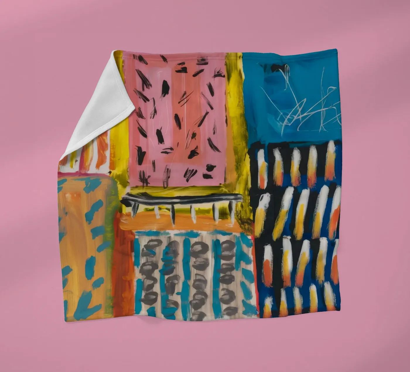 Mosaic Hue Patchwork fleece blanket by Sublime Layers