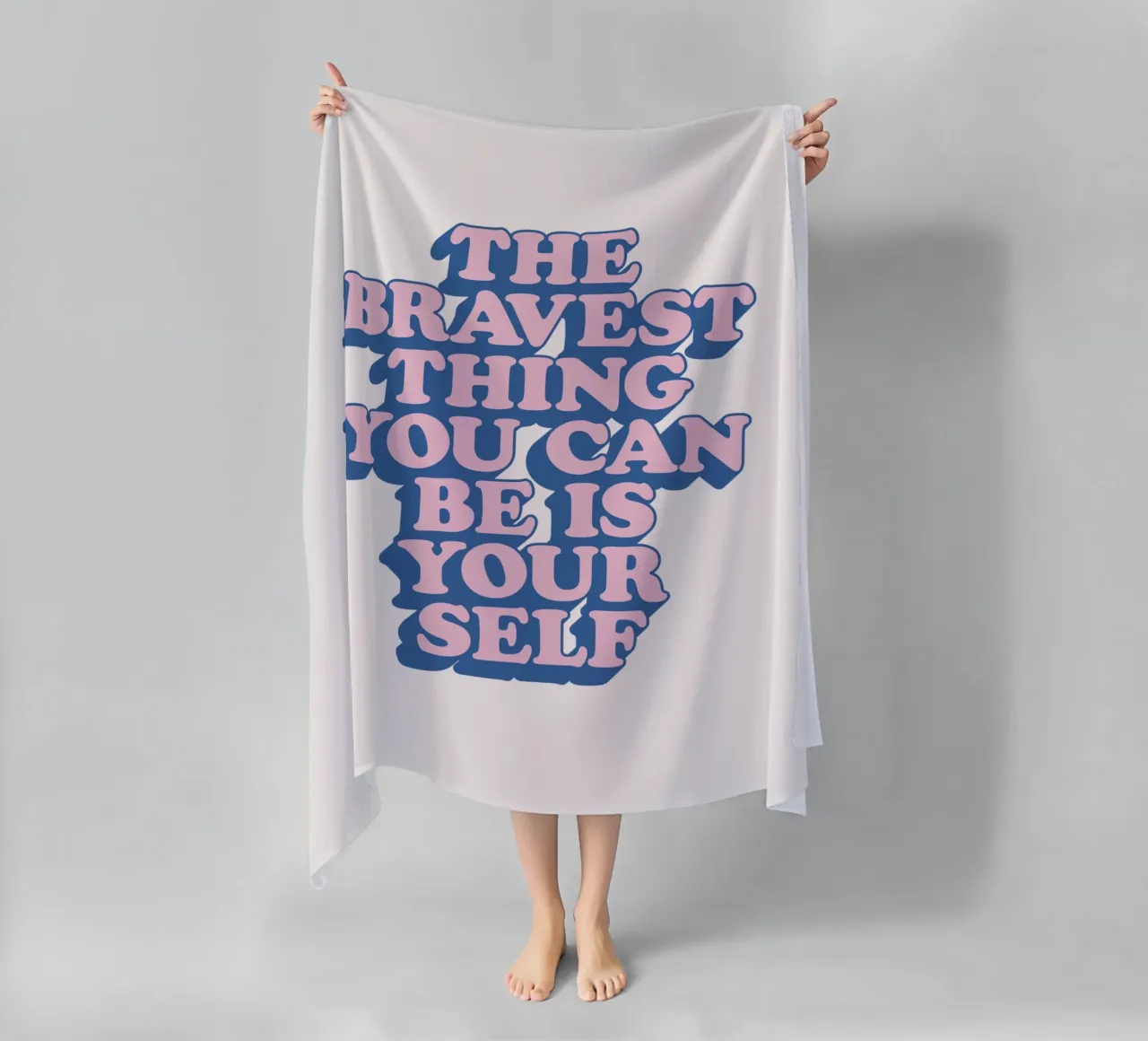 The Bravest Thing You Can Be is Yourself Typography Print beach towel by THE MOTIVATED TYPE