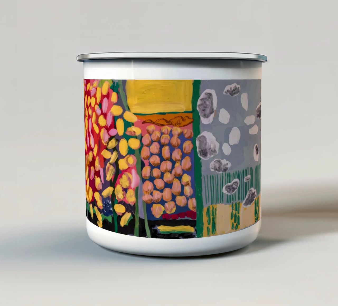 Trapunta in campo cromatico tazza in smalto da Sublime Layers