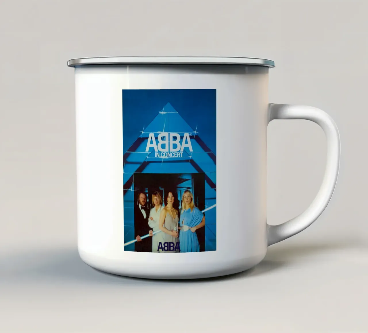 Back to the ABBA Beat enamel mug by buky