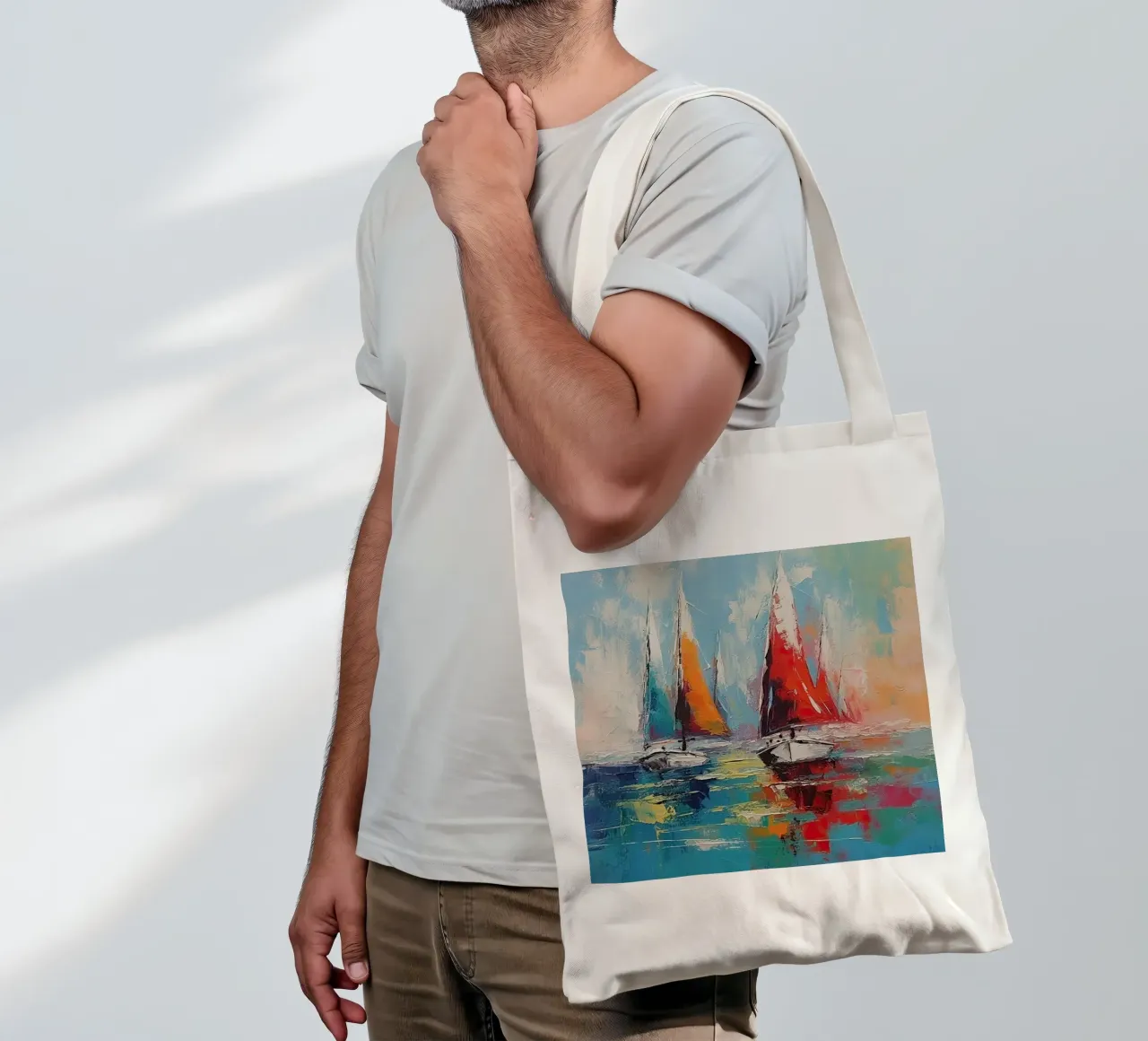 Zeilboot astratto borsa in juta da Imagine