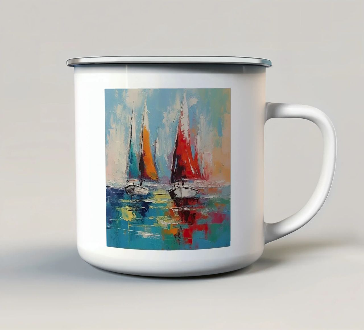 Zeilboot astratto tazza in smalto da Imagine
