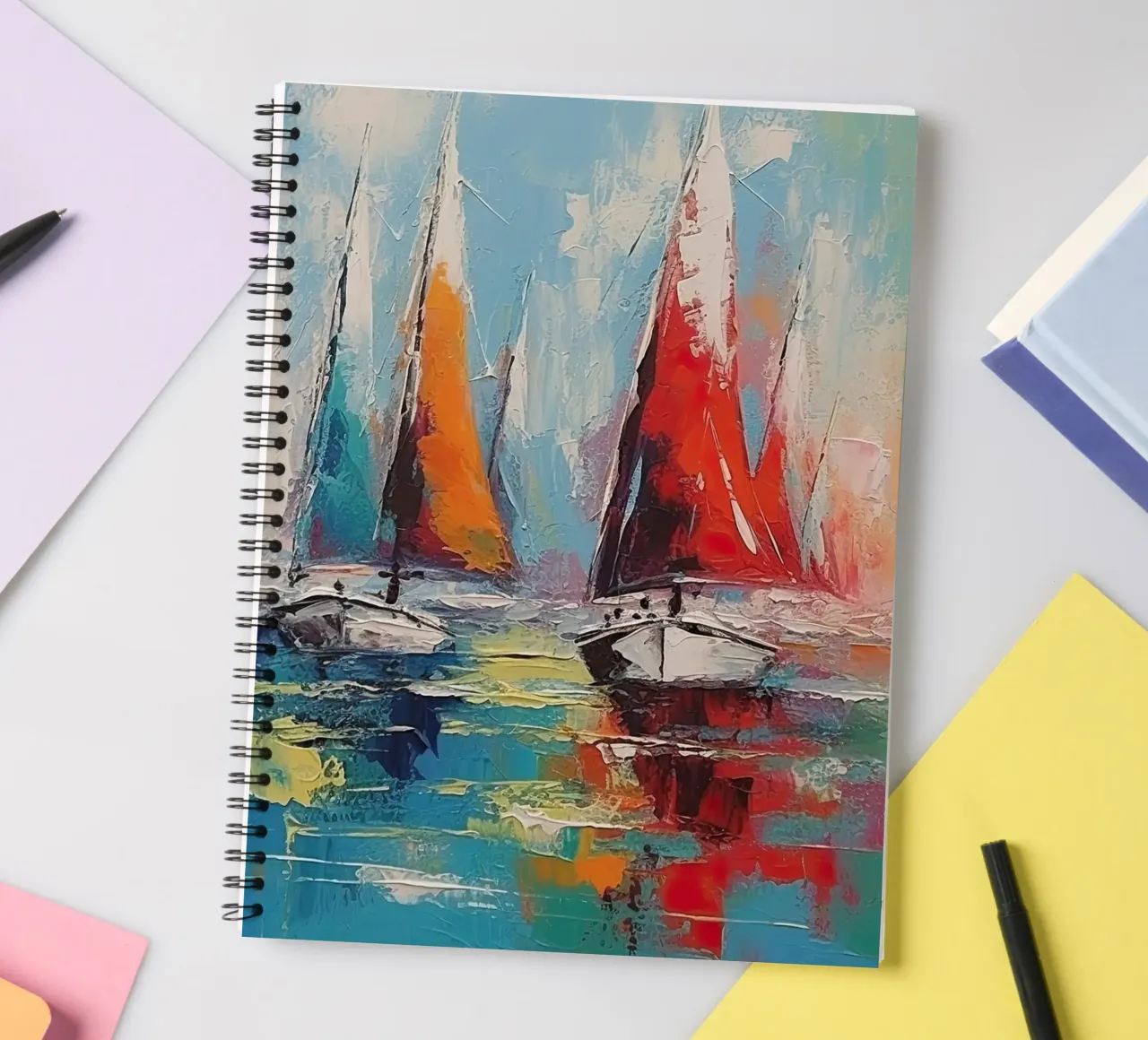 Zeilboot abstract spiral notebook by Imagine