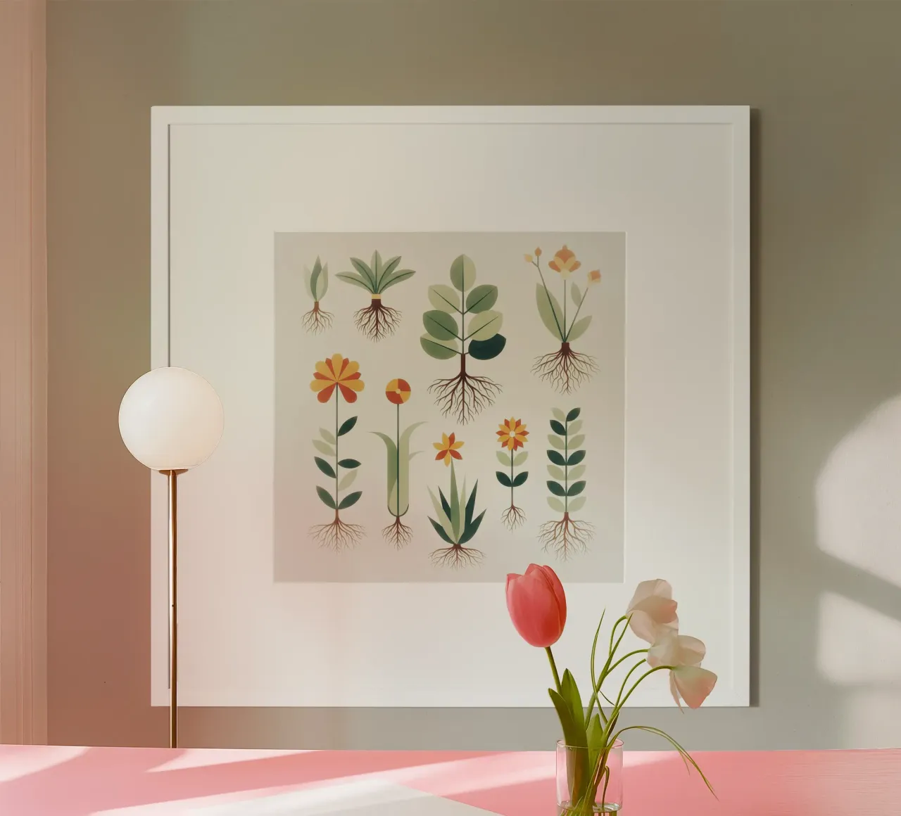 Floral bauhaus #029: Rooted in Beauty - Botanical Forms poster con telaio in legno da Zen Design