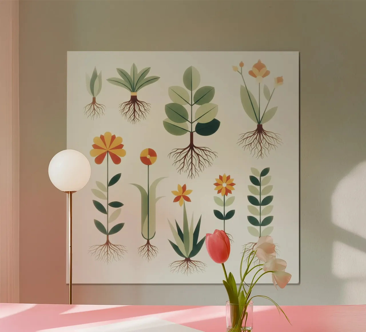 Floral bauhaus #029: Rooted in Beauty - Botanical Forms poster con telaio in legno da Zen Design