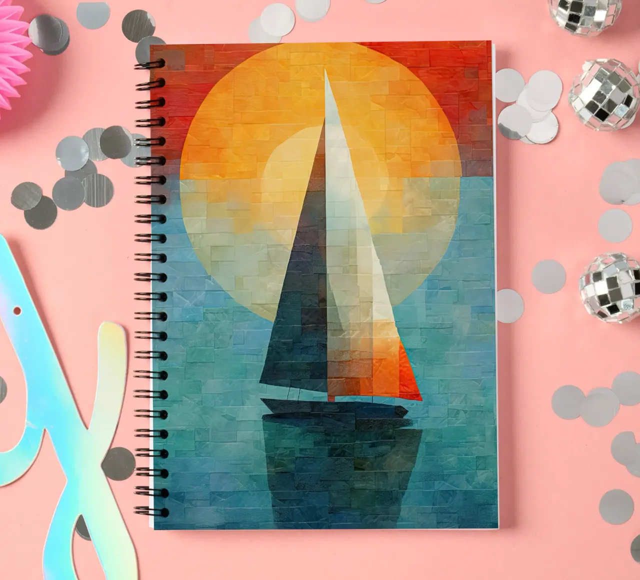 Zeilboot abstract spiral notebook by Imagine