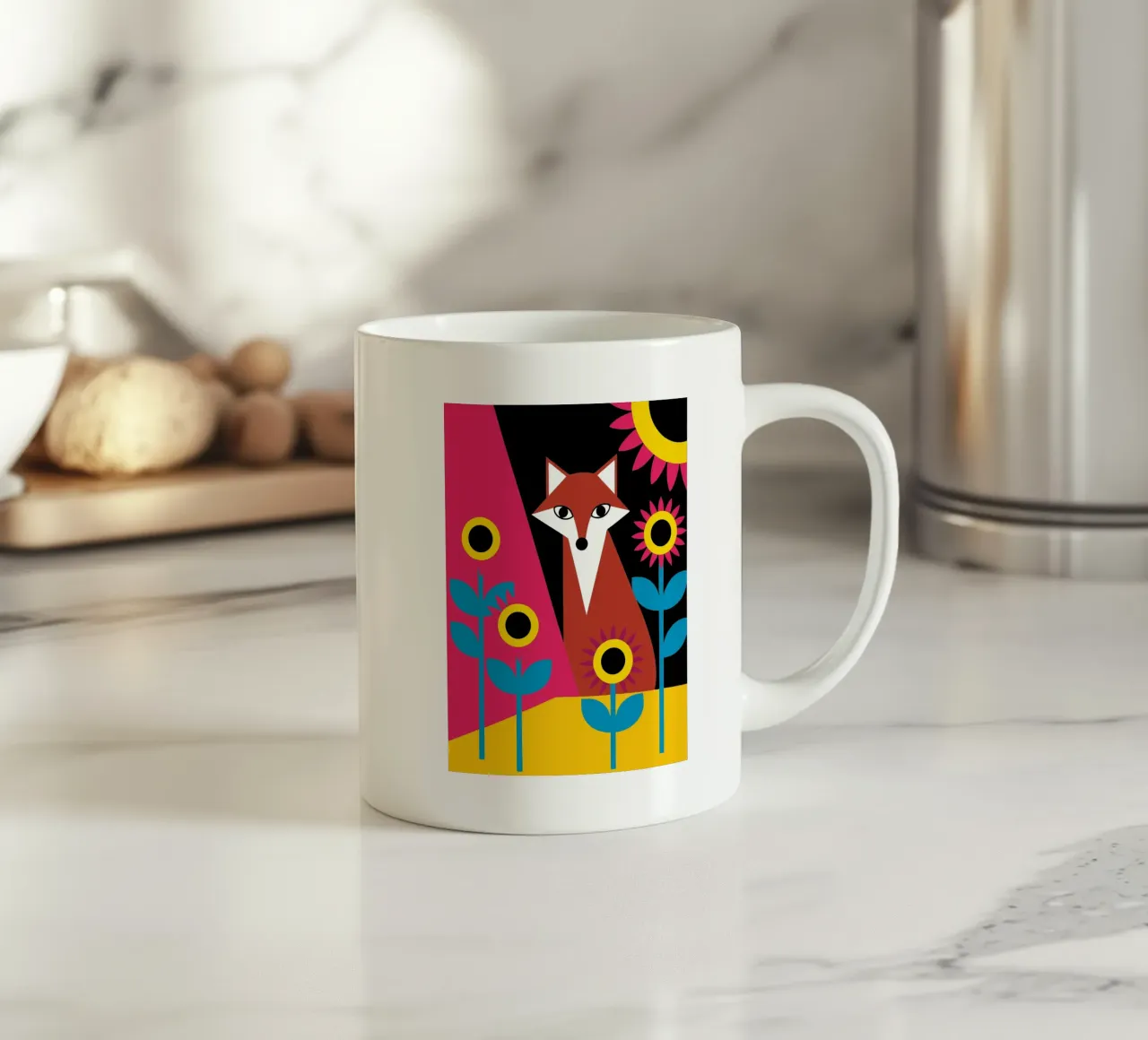 Fox and Flower ceramic mug by LOOK DIFFERENT