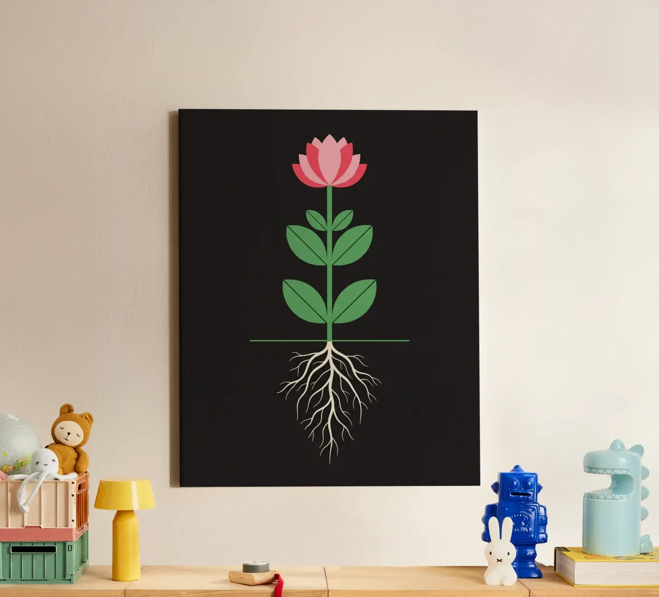Floral bauhaus #030: Harmony of Growth -Elegant Botanicals tela con Cornice a cassetta da Zen Design