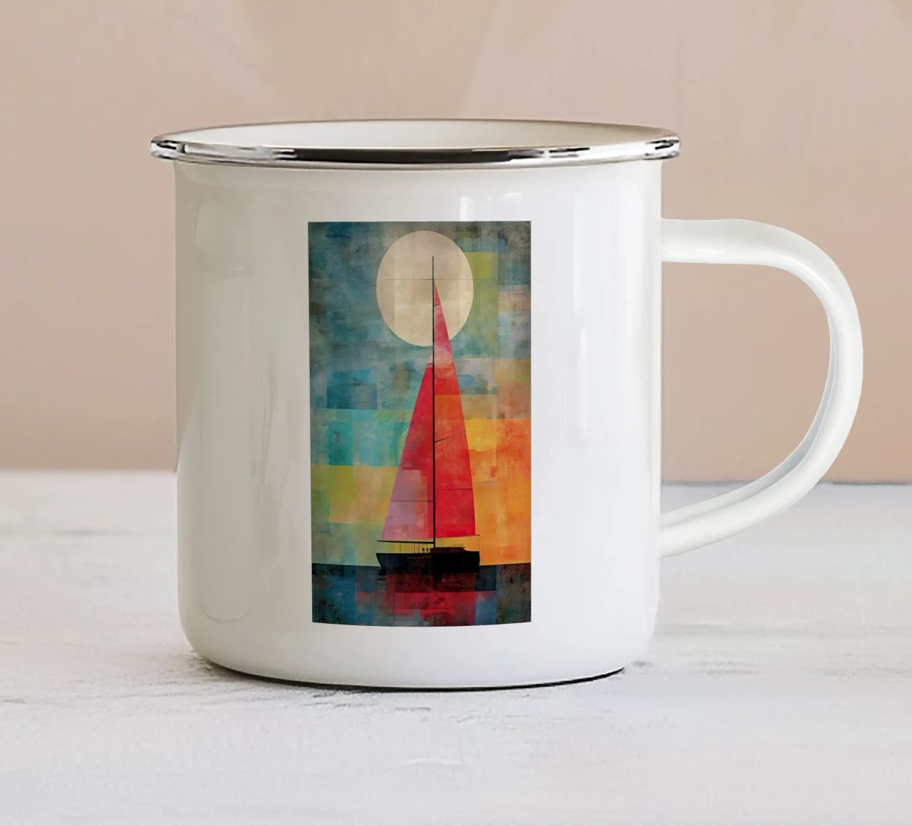 Zeilboot abstract Emaille Tasse von Imagine