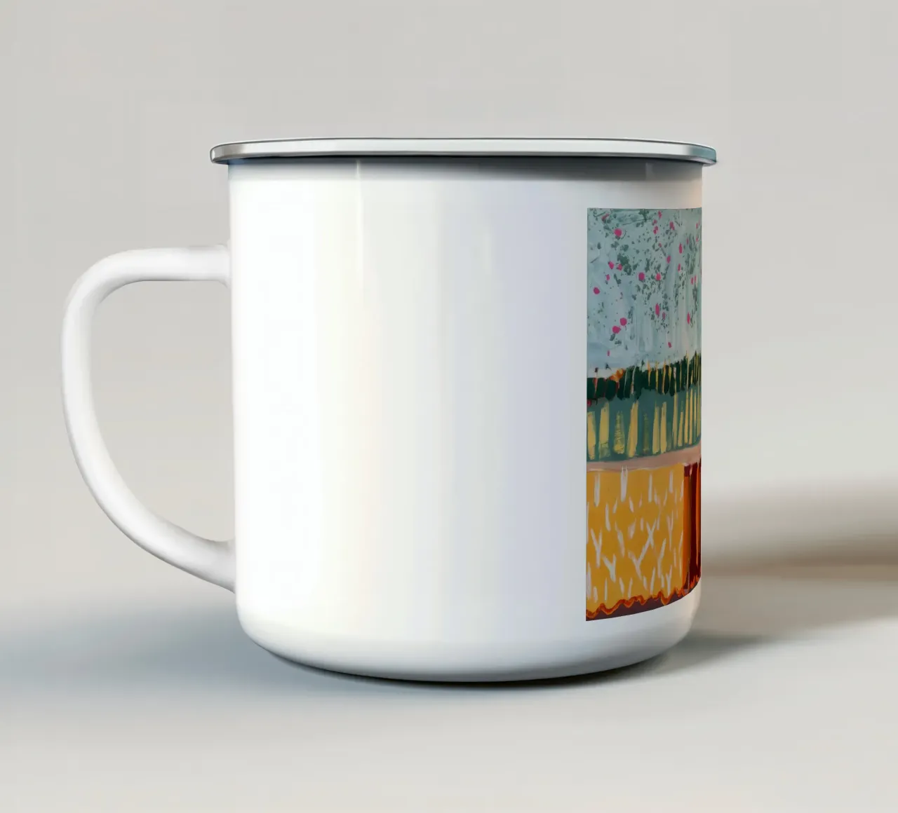 Autumnal Pattern Blocks enamel mug by Sublime Layers
