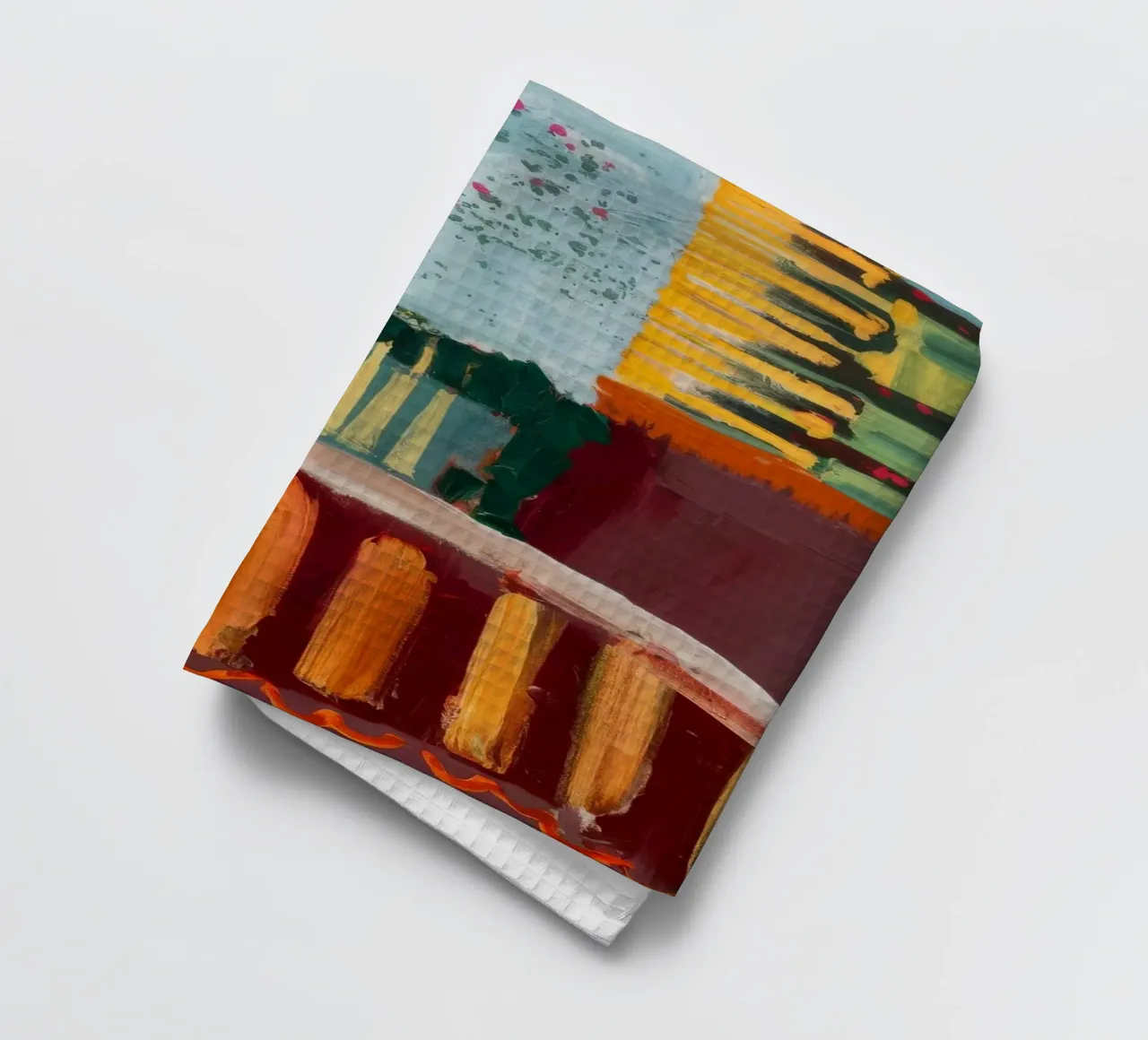 Autumnal Pattern Blocks tea towel by Sublime Layers