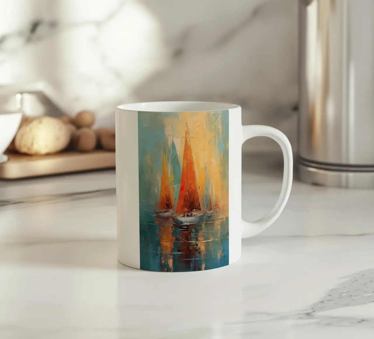 Zeilboot abstract ceramic mug by Imagine