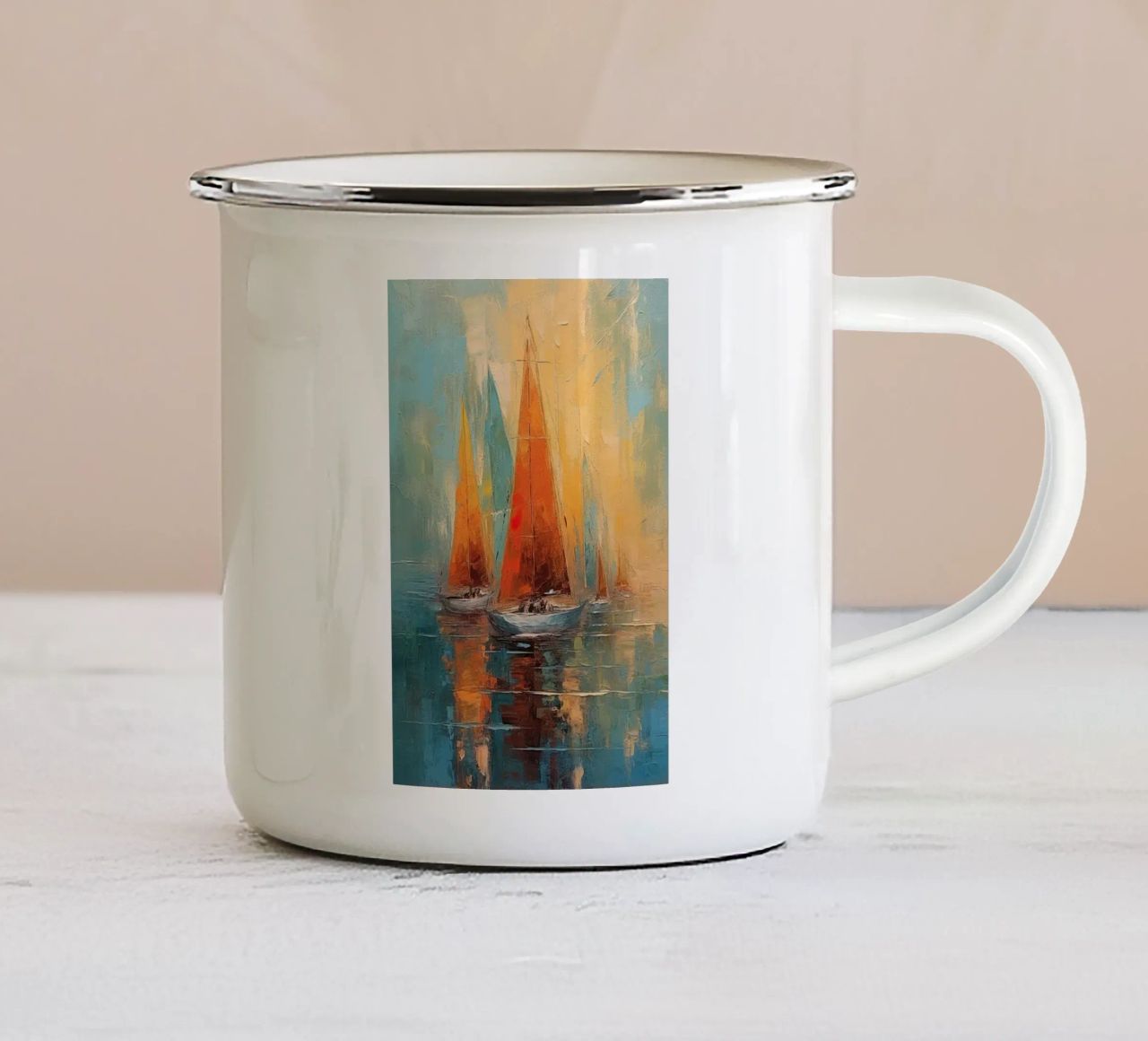 Zeilboot astratto tazza in smalto da Imagine