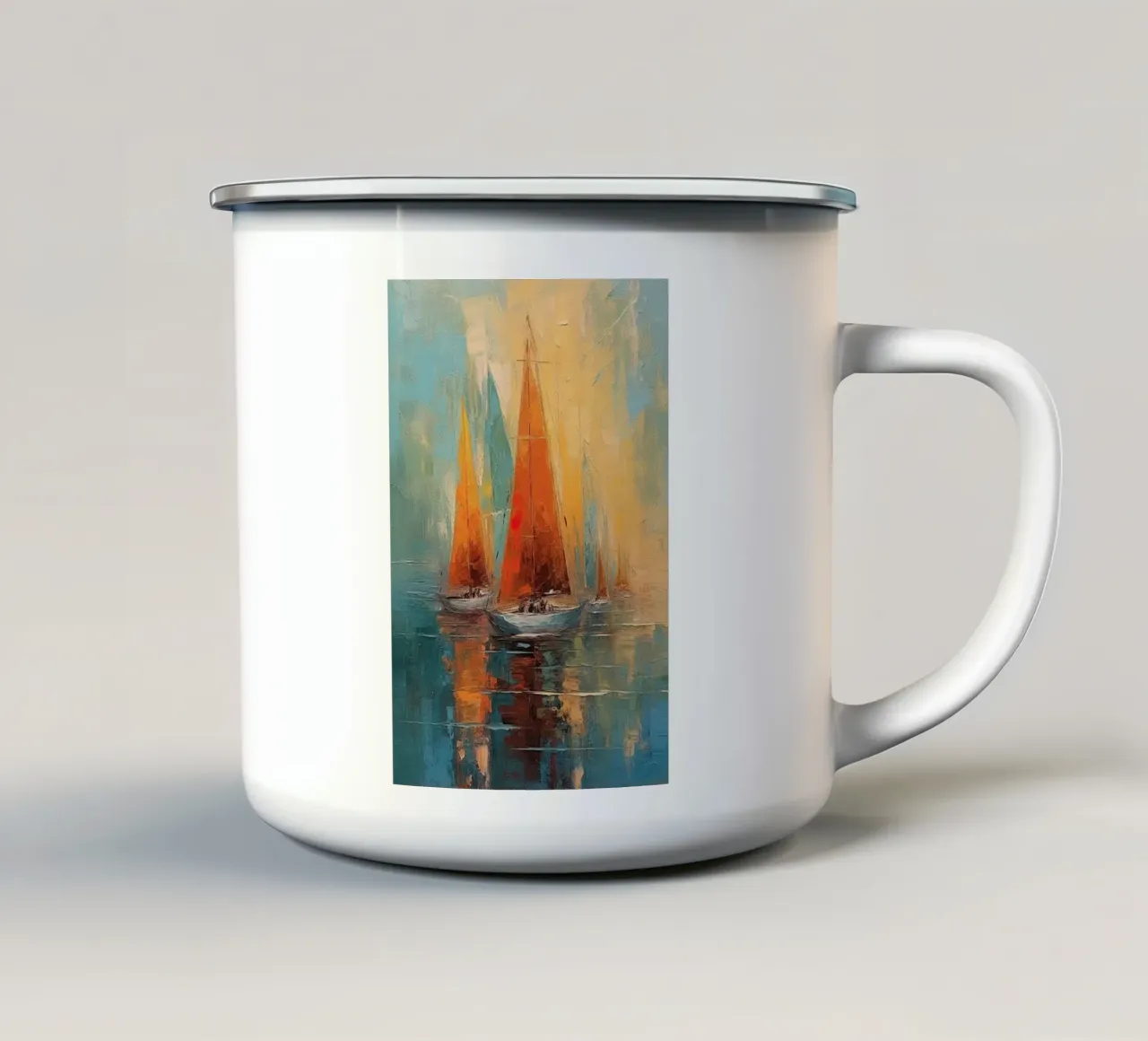 Zeilboot abstract emaille mok van Imagine