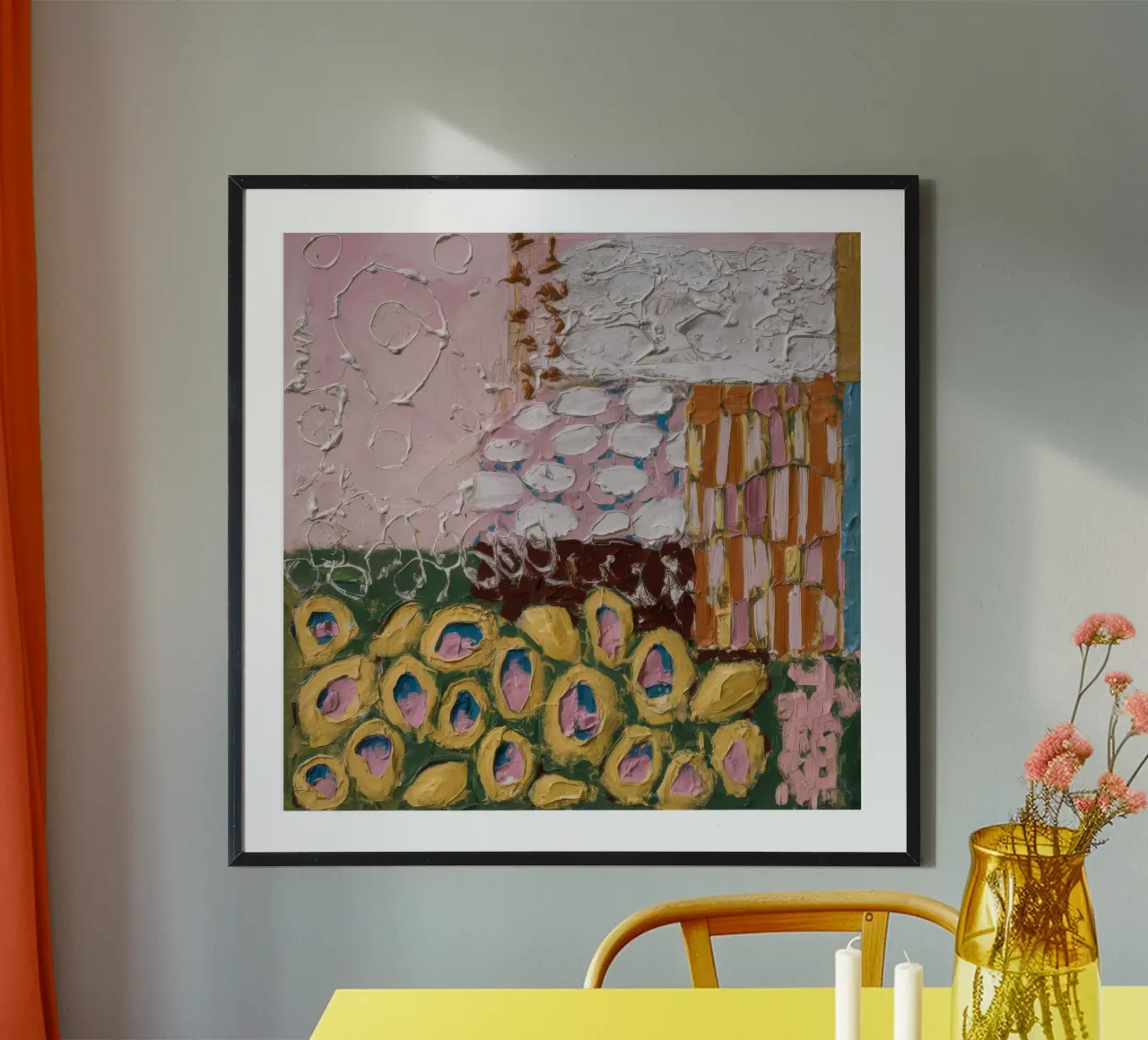 Tumuli di petali di terra poster con telaio in plastica da Sublime Layers