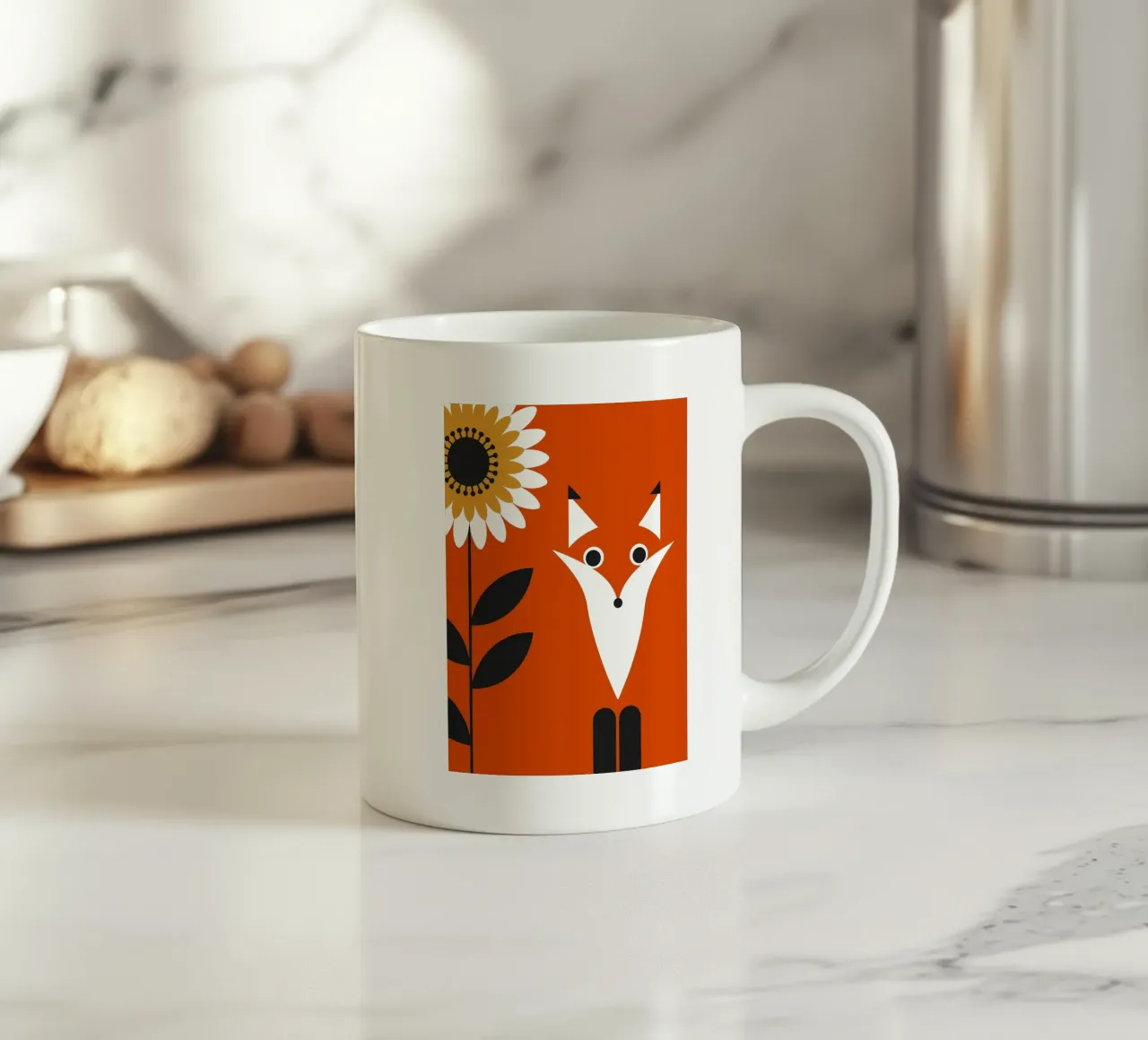 Volpe e fiore del sole tazza in ceramica da LOOK DIFFERENT