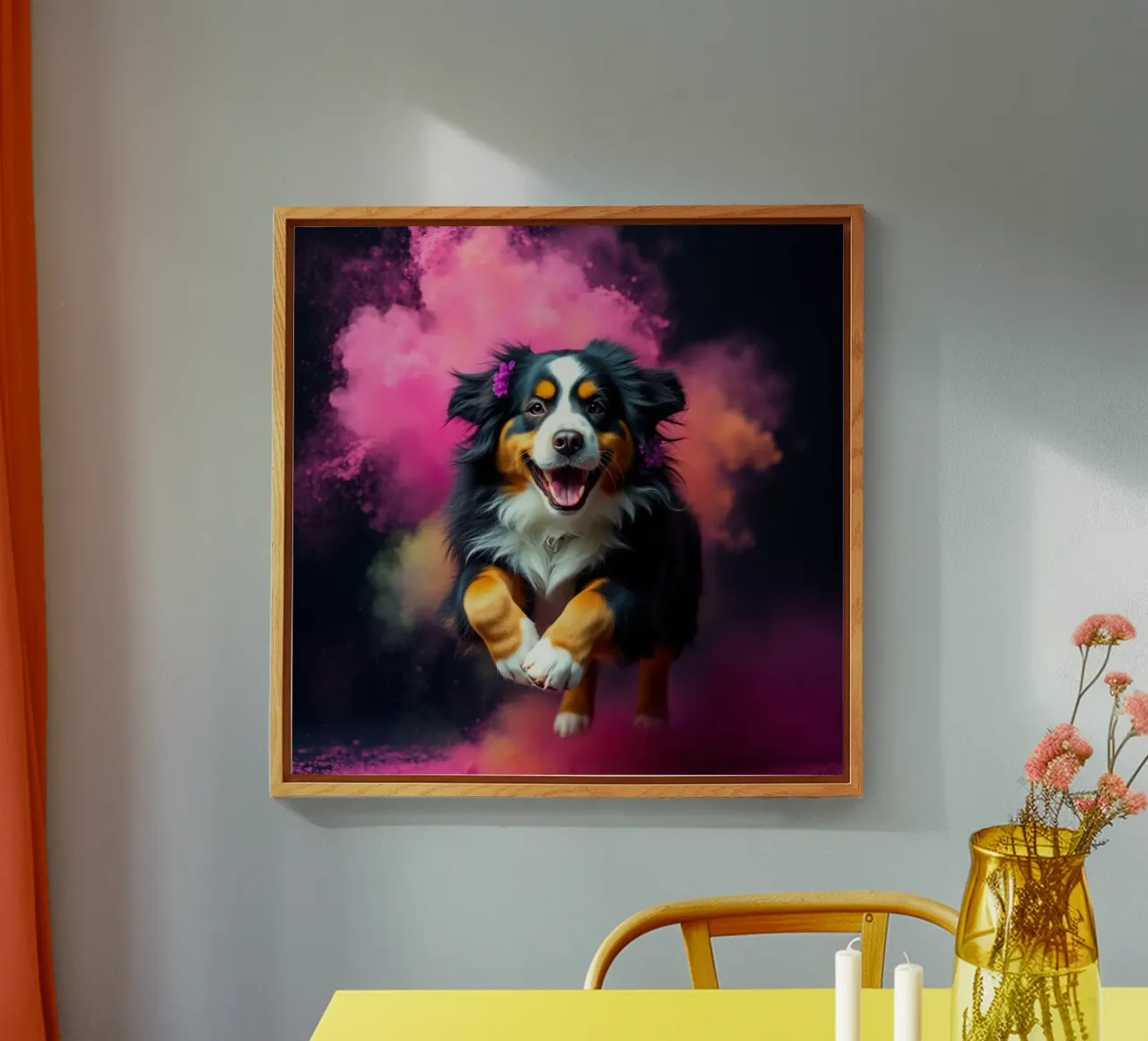 The colorful Bernese Mountain Dog #174 acrylic glass by Yumis.Beargang.and.Me