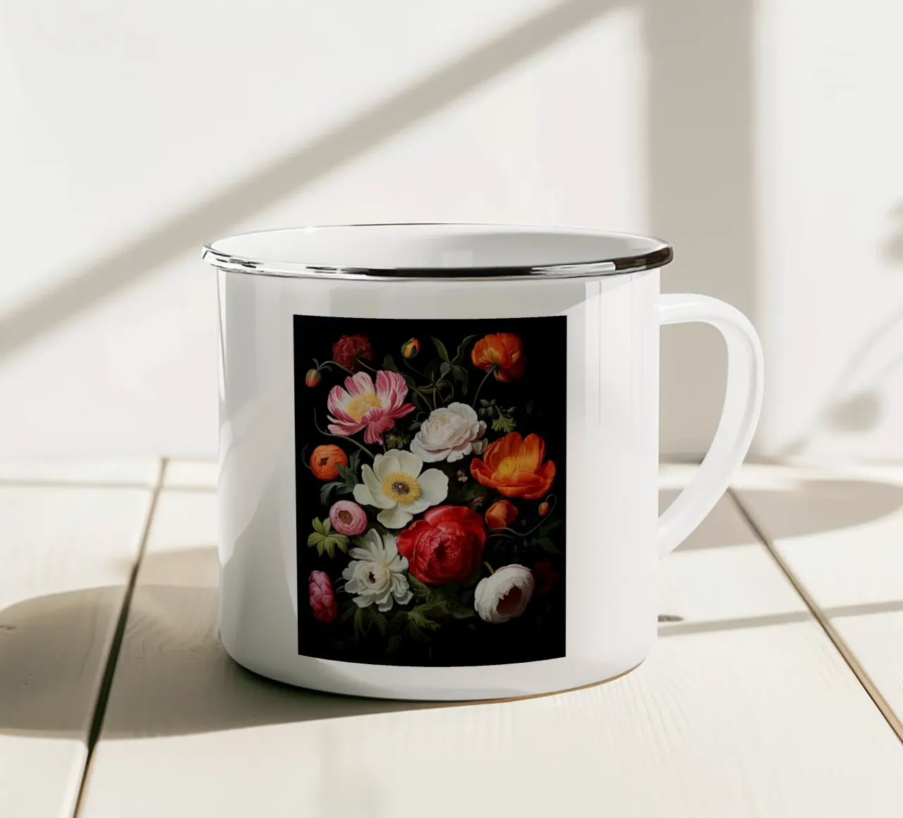 Natura morta di fiori tazza in smalto da Imagine