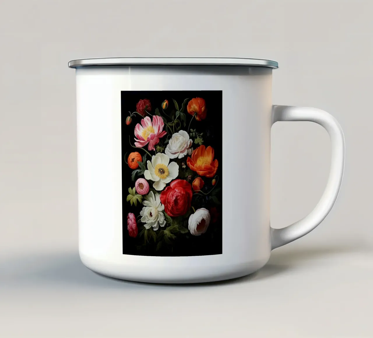 Natura morta di fiori tazza in smalto da Imagine