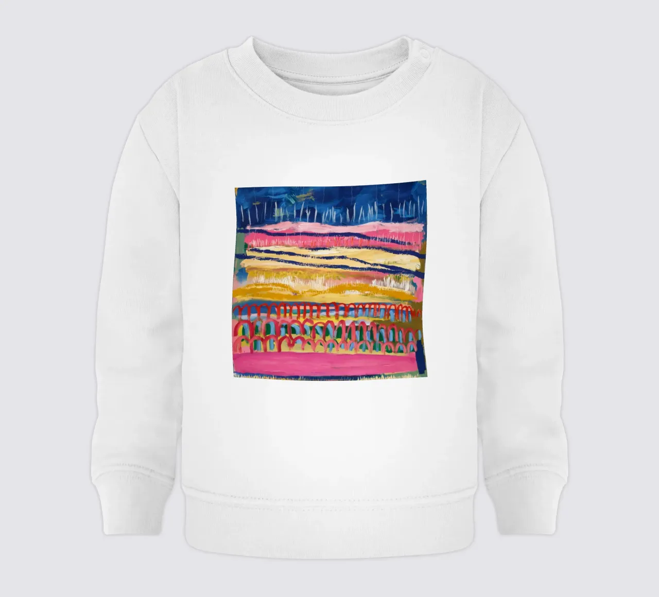 Paesaggio onirico ocra azzurra felpa neonato da Sublime Layers