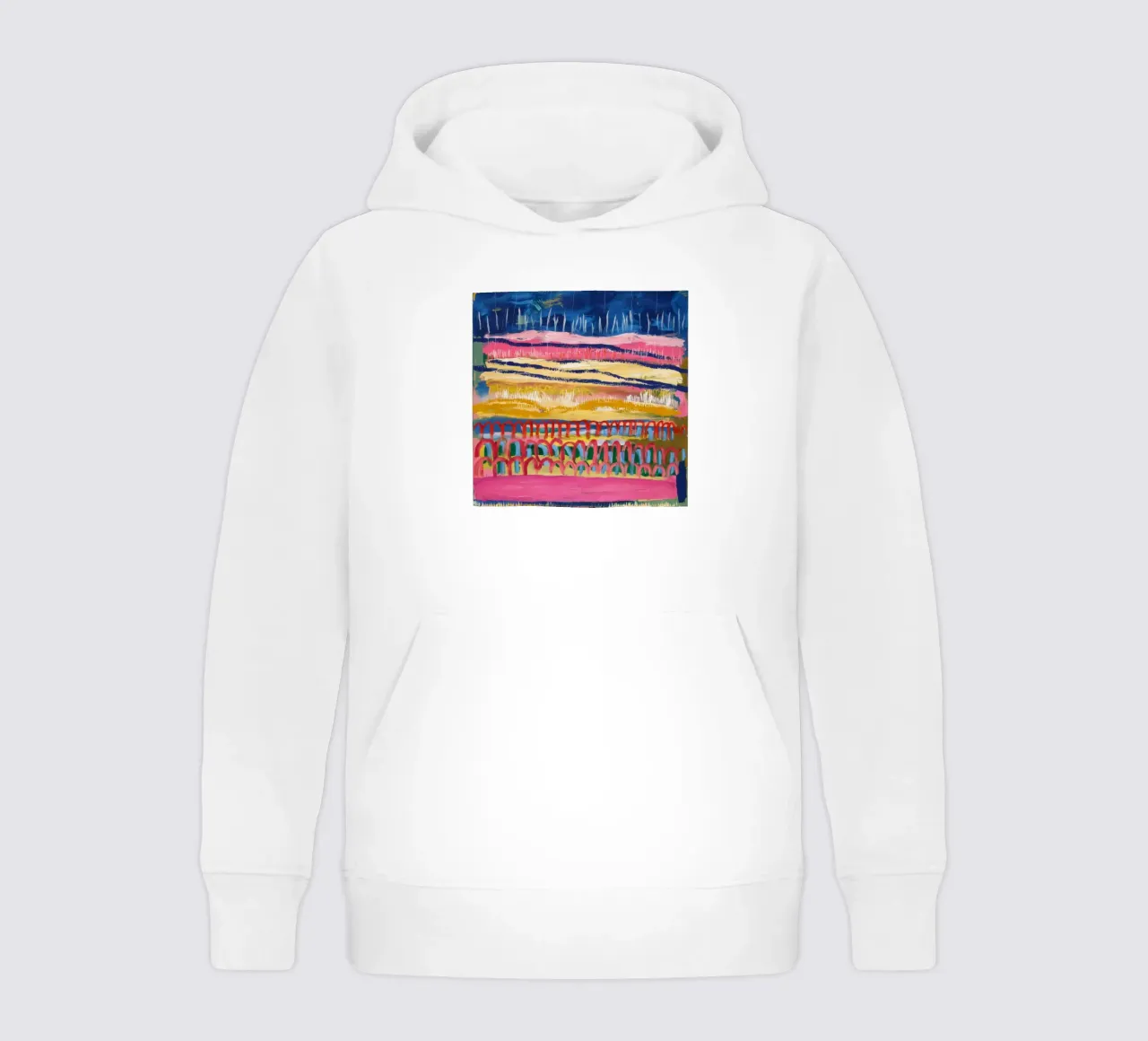 Paesaggio onirico ocra azzurra felpa bambino con cappuccio da Sublime Layers